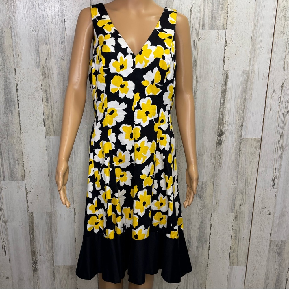 Nine West Floral Sleeveless Dress - Black and Yellow
